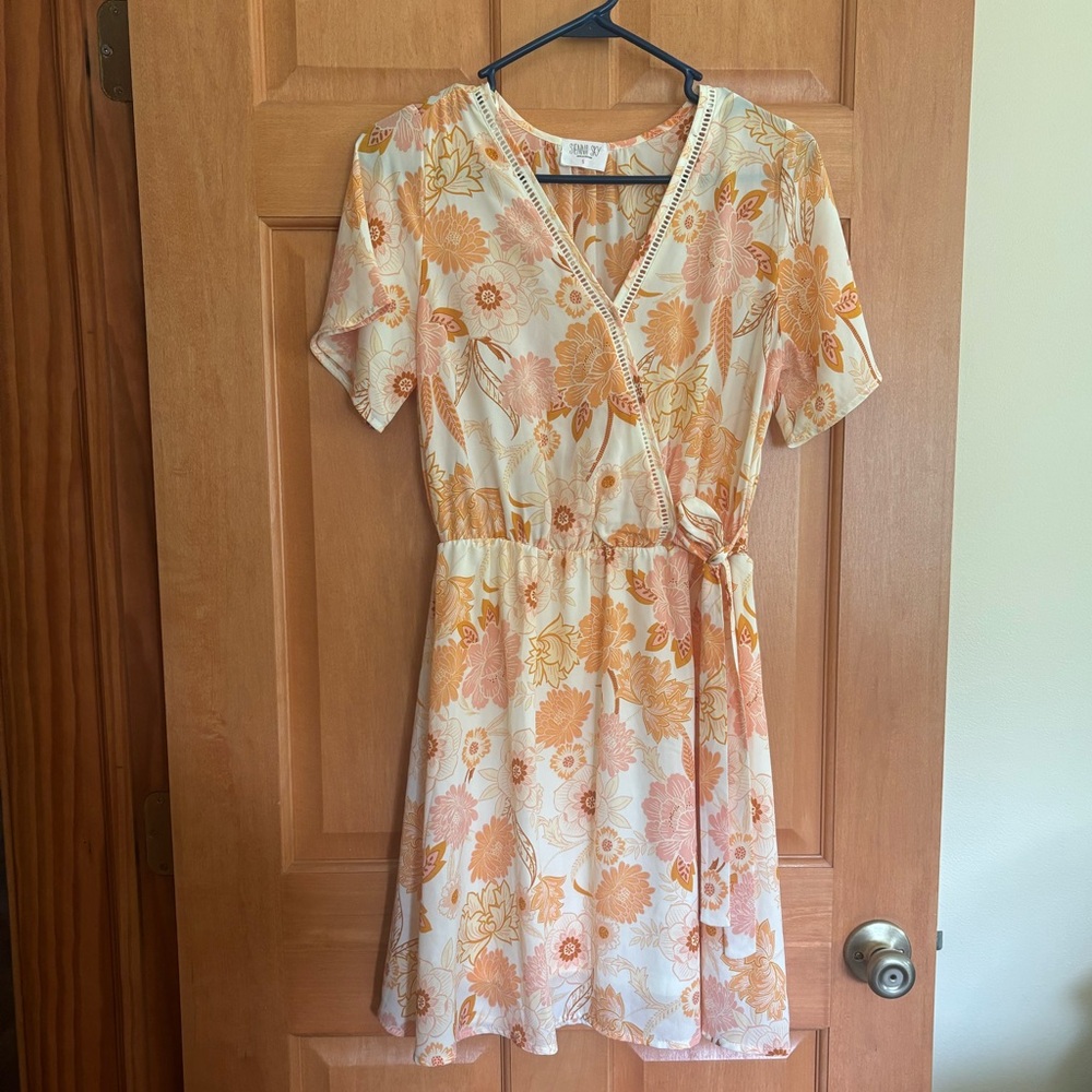 Sienna Sky Orange Tie Front Ruffled Sundress
